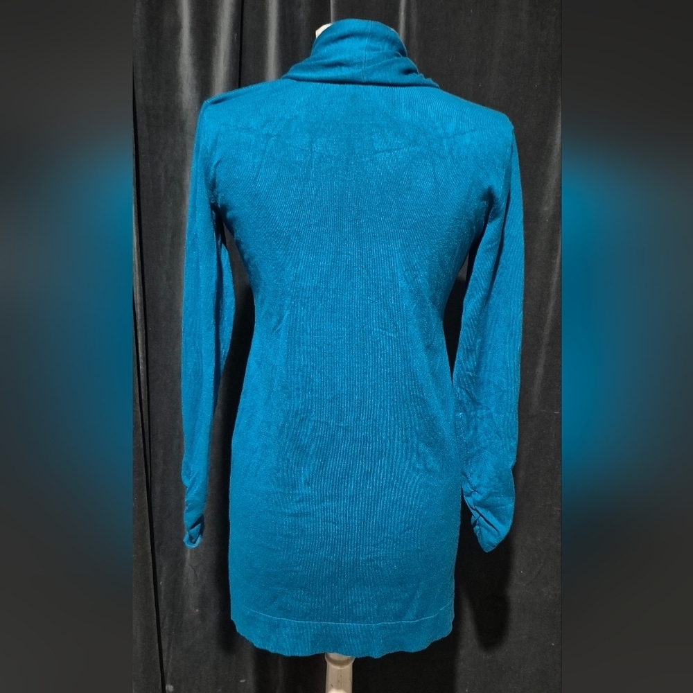 Teal Long Sleeve Dress with Gold Accents - Picture 3 of 3